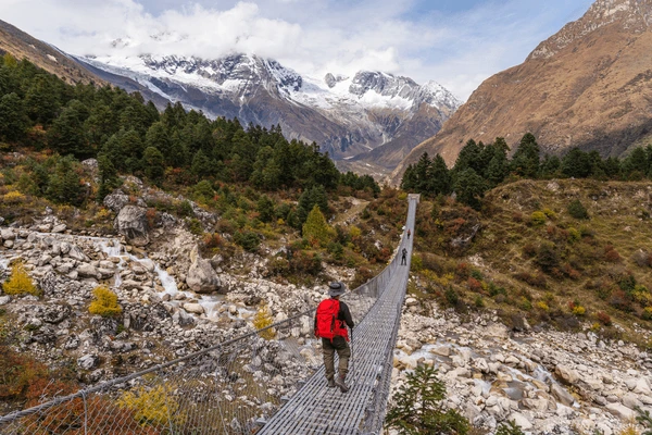 suspension bridge in manaslu